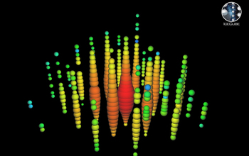 A graphic representation of the highest energy neutrino ever observed.